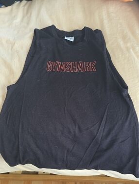 Gymshark Black Crewneck Tank With Red-Orange Logo
